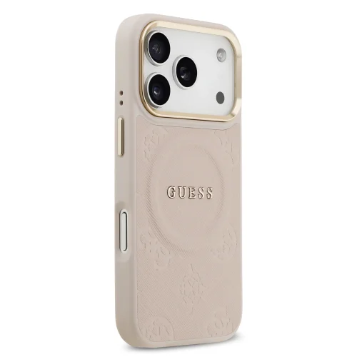 9858 GUESS HC MAGSAFE PU W/ PEONY HOT STAMP PINK IP17 PRO