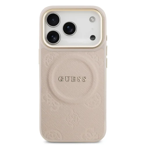 9858 GUESS HC MAGSAFE PU W/ PEONY HOT STAMP PINK IP17 PRO