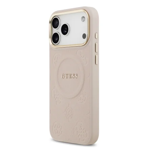9865 GUESS HC MAGSAFE PU W/ PEONY HOT STAMP PINK IP17 PRO MAX