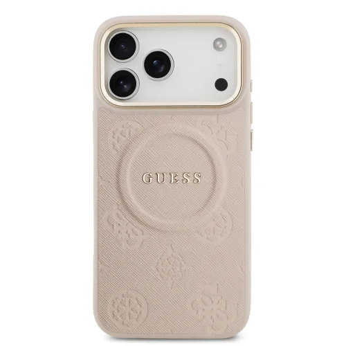 9865 GUESS HC MAGSAFE PU W/ PEONY HOT STAMP PINK IP17 PRO MAX