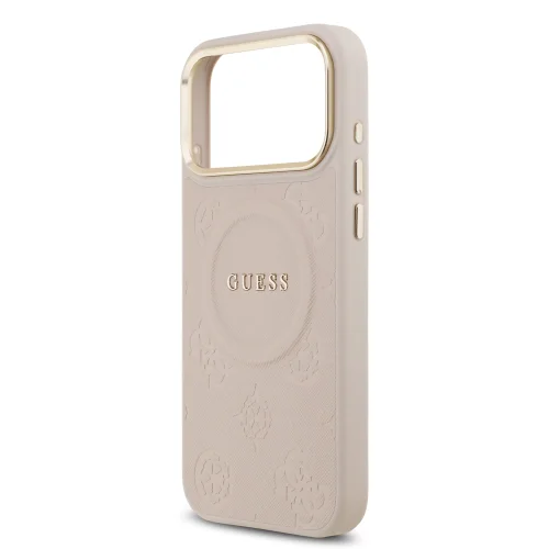 9865 GUESS HC MAGSAFE PU W/ PEONY HOT STAMP PINK IP17 PRO MAX