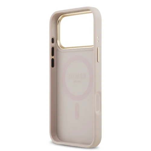 9865 GUESS HC MAGSAFE PU W/ PEONY HOT STAMP PINK IP17 PRO MAX