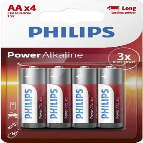9909 Батерии Philips Power Alkaline AA 4-blister