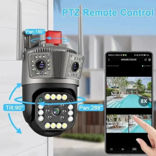 A3H 1080P 360 (APP:V380PRO) IP WIFI + LAN 2.4GHz Camera 3.0MP V380 3.6mm Двойна Външна охранителна камера