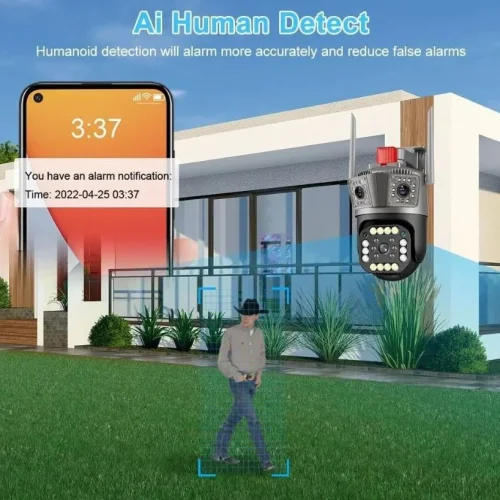 A3H 1080P 360 (APP:V380PRO) IP WIFI + LAN 2.4GHz Camera 3.0MP V380 3.6mm Двойна Външна охранителна камера
