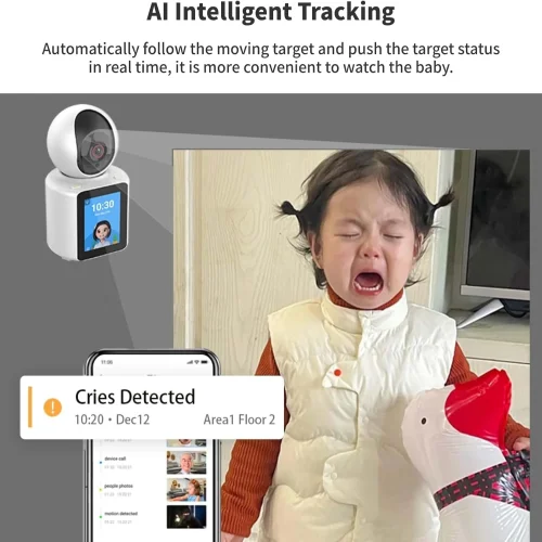 AI Интелигентна IP камера C30LM с дисплей, Wi-Fi, двупосочно аудио и нощно виждане