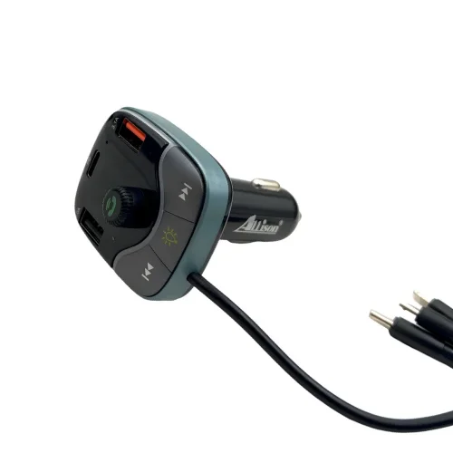 ALLISON ALS-A36 FM Трансмитер с bluetooth (2*USB изход + USB-C) с вградени кабели