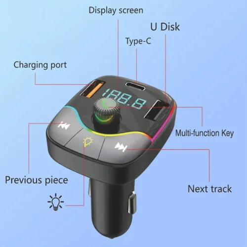 ALLISON ALS-A36 FM Трансмитер с bluetooth (2*USB изход + USB-C) с вградени кабели