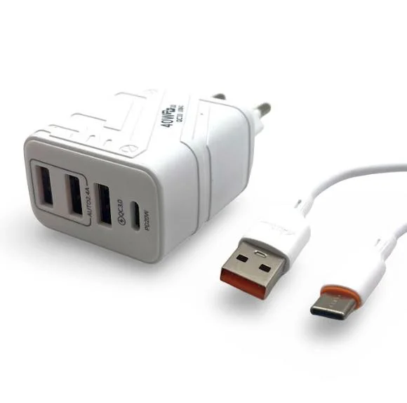 ALLISON ALS-W1085UE PD40W Зарядно с 1 USB-C изх. И 3 USBQC3.0 изх. – USB към Type-C