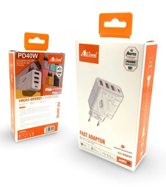 ALLISON ALS-W1085UE PD40W Зарядно с 1 USB-C изх. И 3 USBQC3.0 изх. – USB към Type-C