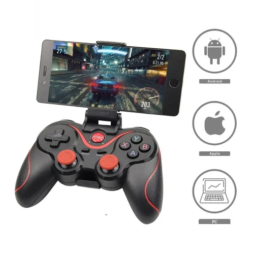 Android геймпад X3 безжичен Bluetooth контролер за игри джойстик за геймъри с държач – Червен