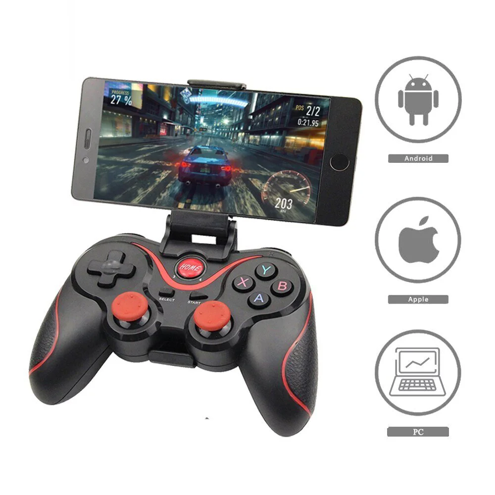 Android геймпад X3 безжичен Bluetooth контролер за игри джойстик за геймъри с държач – Червен