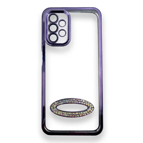 Безцветен кейс + камера DM1 с камъни за Samsung S24 Plus – Лилав