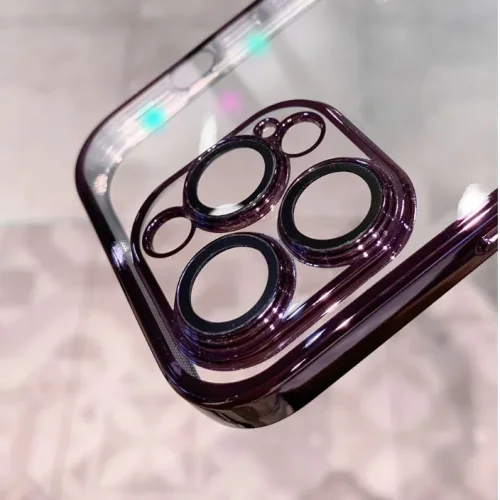 Безцветен LUX силиконов гръб + камера TP29 iPhone 11 – Лилав