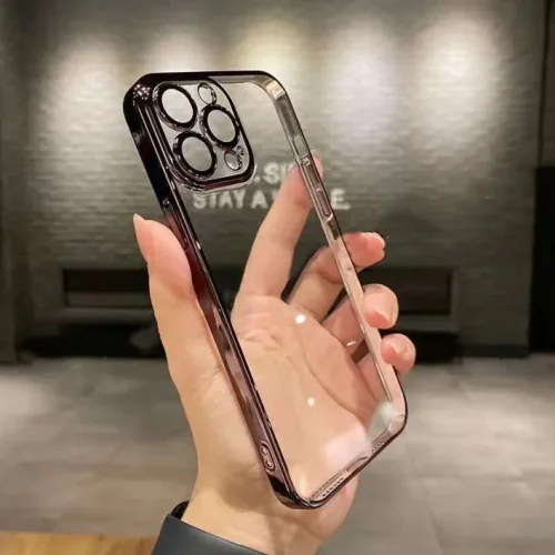 Безцветен LUX силиконов гръб + камера TP29 iPhone 12 – Черен