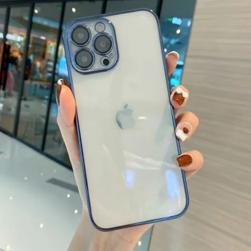 Безцветен LUX силиконов гръб + камера TP29 iPhone 12 – Син