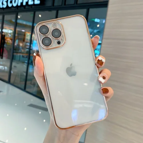Безцветен LUX силиконов гръб + камера TP29 iPhone 15 Pro – Златист