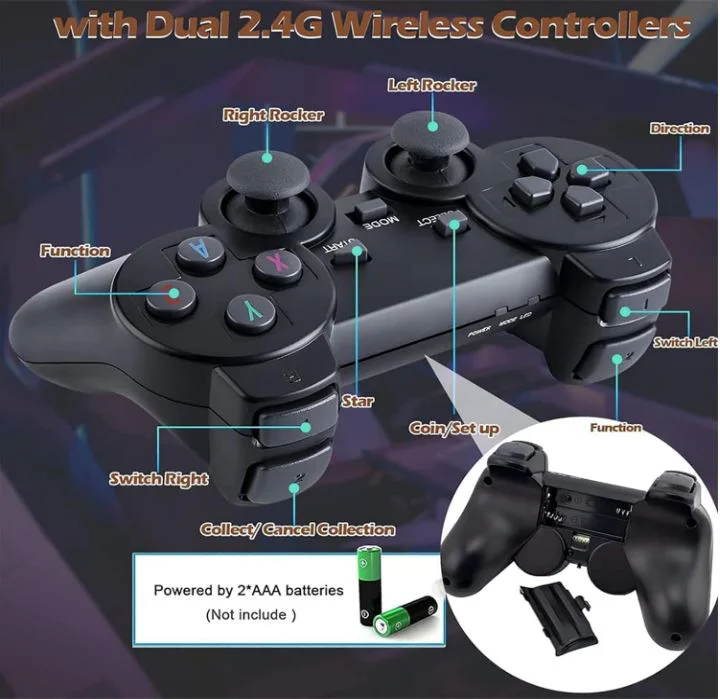 Безжичен контролер M8 Gamepad Retro Game Stick – 2.4G. Вградена в 10000 + игри 4K HDMI изход, 32GB