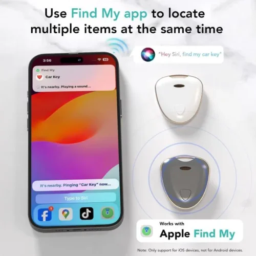 Бял Key Finder FM-W1 Проследяване на багаж, Проследяване като Airtag Работи с Find My (само за iOS), MFi Certified