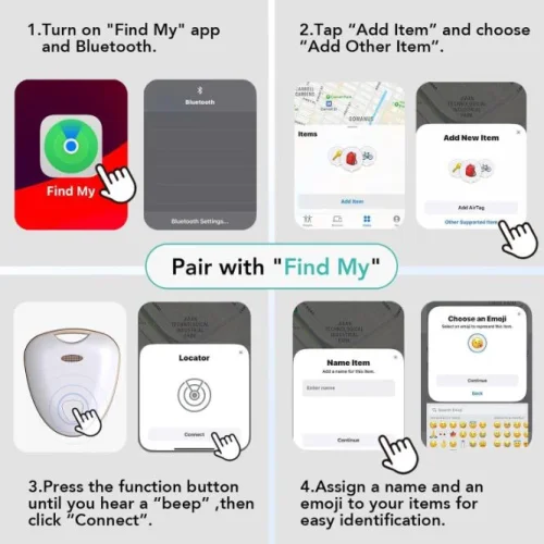 Бял Key Finder FM-W1 Проследяване на багаж, Проследяване като Airtag Работи с Find My (само за iOS), MFi Certified