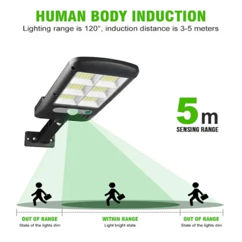 BK-120-6 COB LED слънчева светлина Външна SMD Водоустойчив PIR сензор за движение стенна лампа за пътека в градината ( без дистанционно )