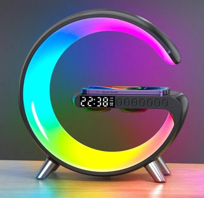 Bluetooth Тонколонка RGB Лампа BT 2301 (LED, AUX, USB, FM, microSD) , безжично зареждане, будилник