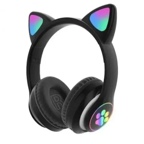 Блутут RGB светещи слушалки с котешки уши VIV-23M – Черен