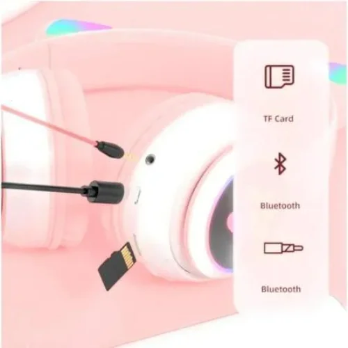 Блутут RGB светещи слушалки с котешки уши VIV-23M – Черен