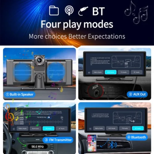 C200 10-инчов Apple Carplay/Android Auto + Видеорегистратор Безжична автомобилна стерео GPS навигация автомобилен екран , Bluetooth, Siri/Google Assistant