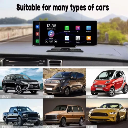 C200 10-инчов Apple Carplay/Android Auto + Видеорегистратор Безжична автомобилна стерео GPS навигация автомобилен екран , Bluetooth, Siri/Google Assistant