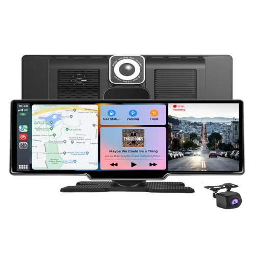 C200 10-инчов Apple Carplay/Android Auto + Видеорегистратор Безжична автомобилна стерео GPS навигация автомобилен екран , Bluetooth, Siri/Google Assistant