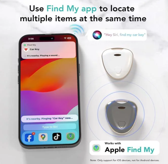 Черен Key Finder FM-W1 Проследяване на багаж, Проследяване като Airtag Работи с Find My (само за iOS), MFi Certified