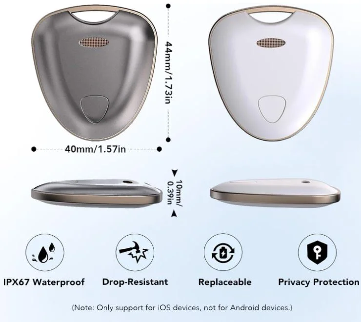 Черен Key Finder FM-W1 Проследяване на багаж, Проследяване като Airtag Работи с Find My (само за iOS), MFi Certified