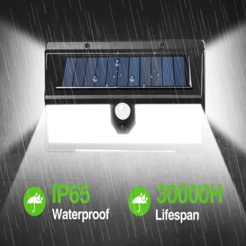 CL-S190 LED соларна лампа 190 SMD Водоустойчив PIR сензор за движение стенна лампа синьо червено