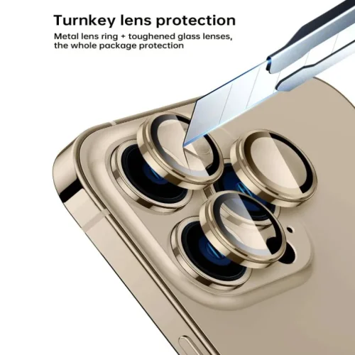 Цветен протектор за Камера (iPhone 15 Pro) 15 Pro Max – Златист
