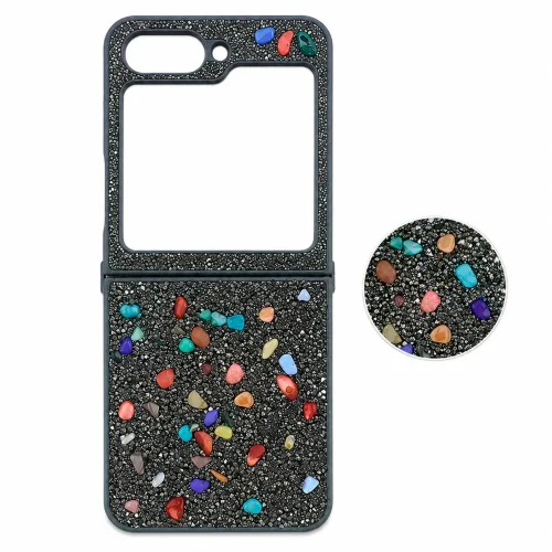 D70 Калъф с камъни за Samsung Z Flip 6 от 2 части – Сив
