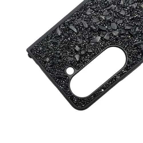D70 Калъф с камъни за Samsung Z Fold 6 от 2 части – Черен