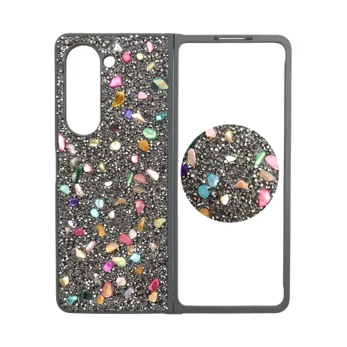 D70 Калъф с камъни за Samsung Z Fold 6 от 2 части – Сив