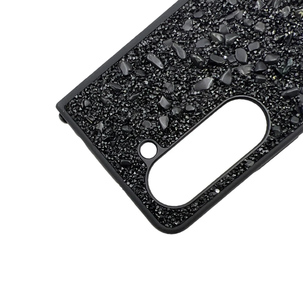 D70 Калъф с камъни за Samsung Z Fold 7 от 2 части – Черен