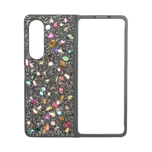 D70 Калъф с камъни за Samsung Z Fold 7 от 2 части – Сив
