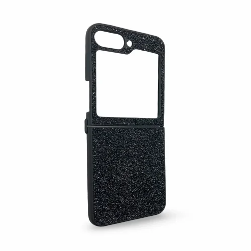 D75 Калъф с камъни за Samsung Z Flip 5 от 2 части – Черен