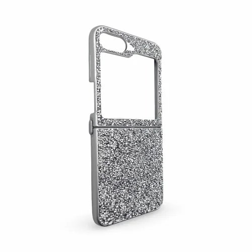 D75 Калъф с камъни за Samsung Z Flip 6 от 2 части – Светло Сив
