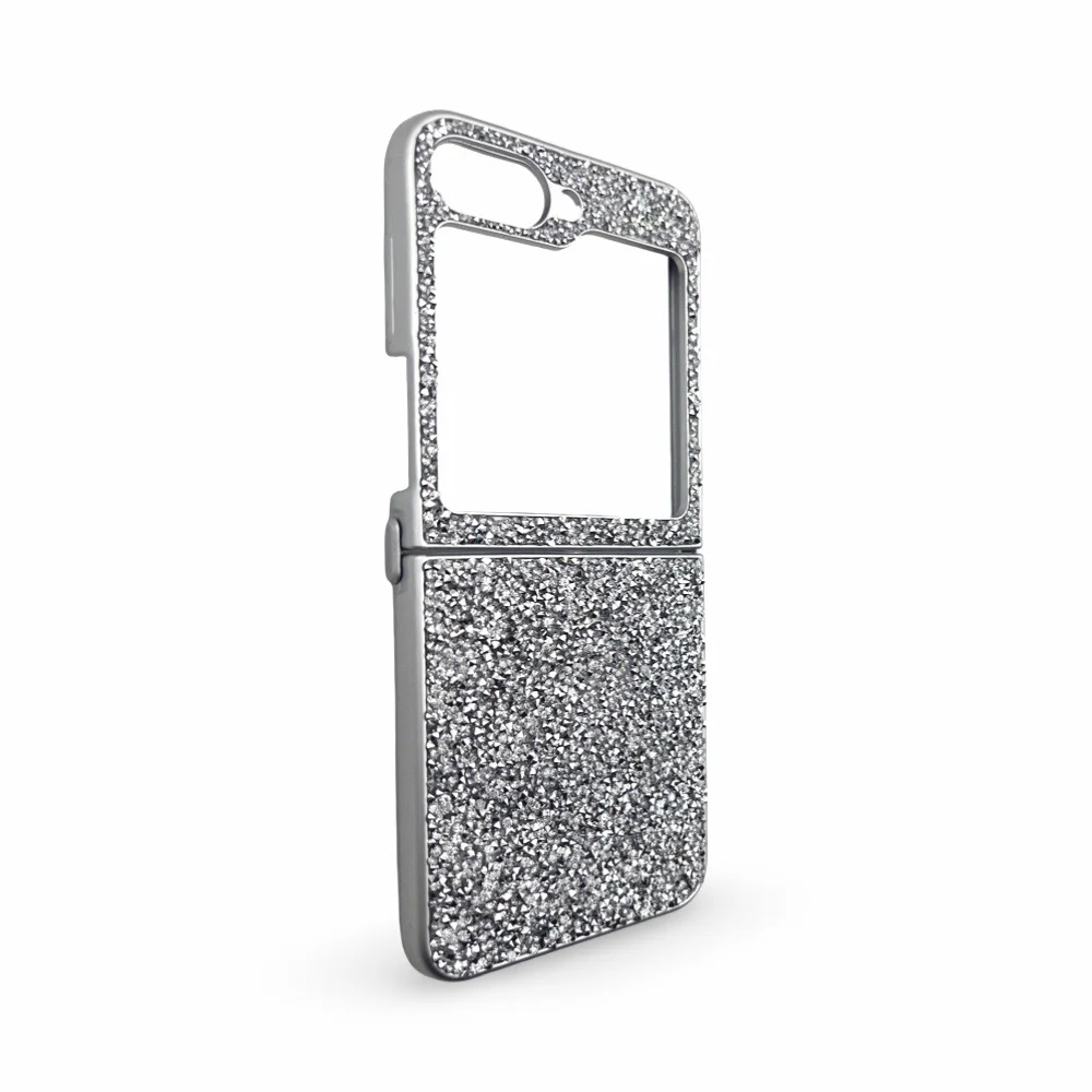D75 Калъф с камъни за Samsung Z Flip 6 от 2 части – Светло Сив