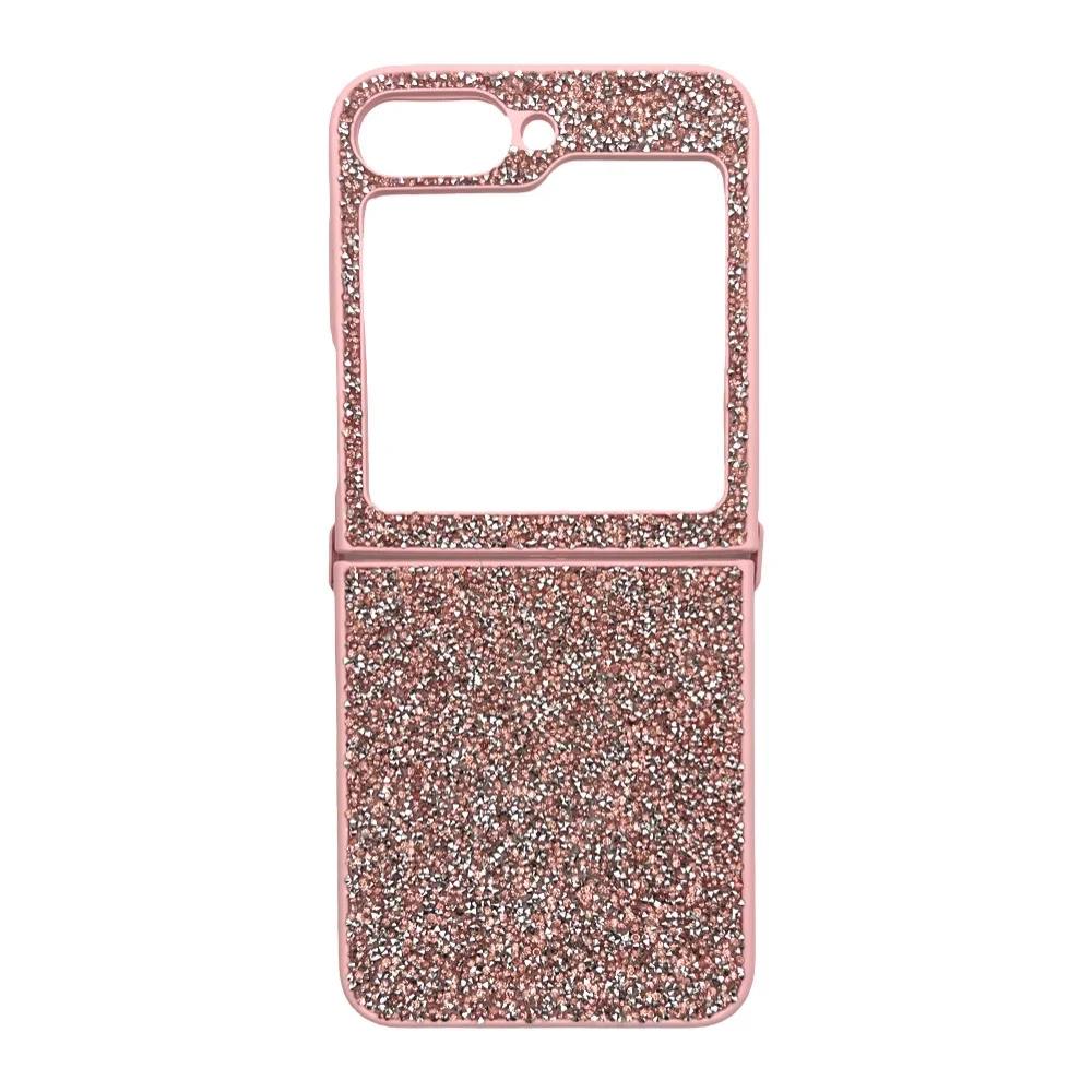 D75 Калъф с камъни за Samsung Z Flip 7 от 2 части – Розов