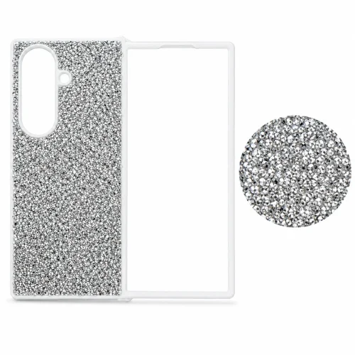 D75 Калъф с камъни за Samsung Z Fold 6 от 2 части – Бял