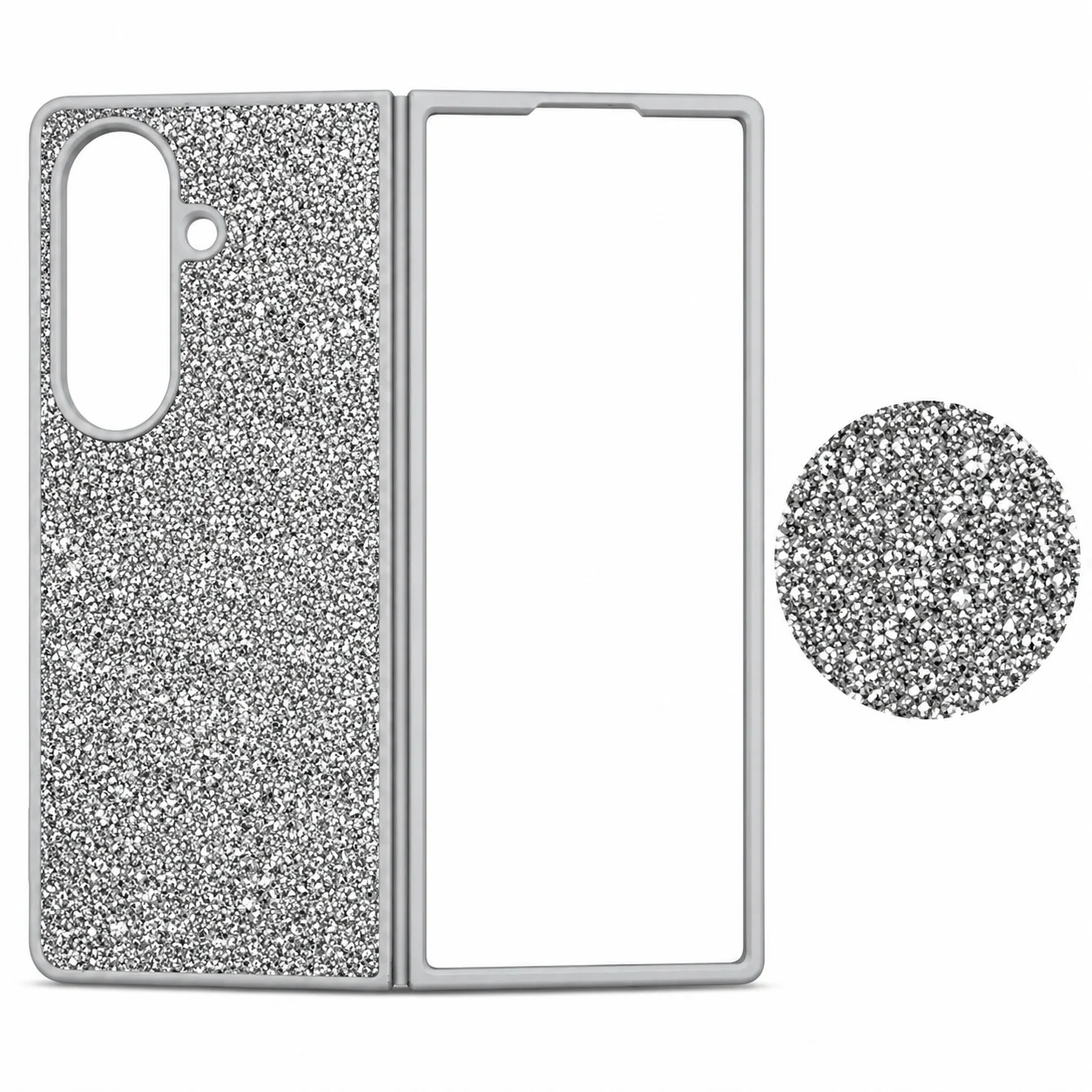 D75 Калъф с камъни за Samsung Z Fold 6 от 2 части – Сив