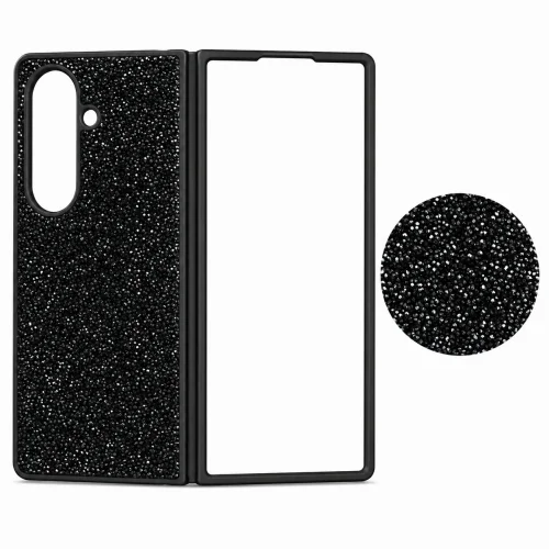 D75 Калъф с камъни за Samsung Z Fold 7 от 2 части – Черен