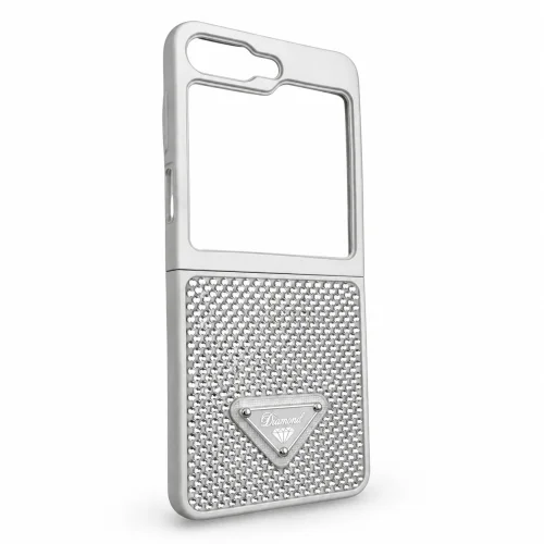 D80 Калъф с камъни за Samsung Z Flip 7 от 2 части -Сив