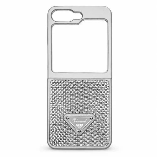 D80 Калъф с камъни за Samsung Z Flip 7 от 2 части -Сив