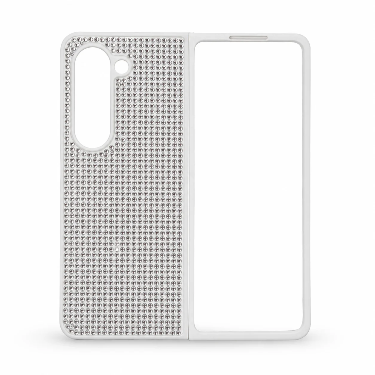 D80 Калъф с камъни за Samsung Z Fold 6 от 2 части – Бял